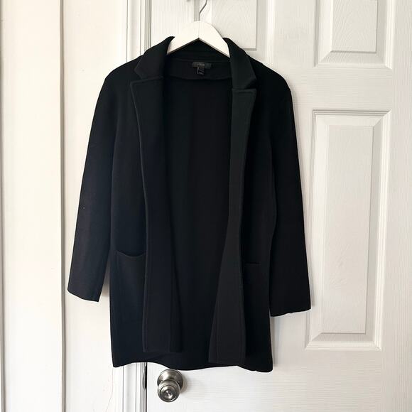 J Crew Black Sophie J0244 Open Front Relaxed Fit Blazer Sweater Jacket Small - Picture 2 of 10